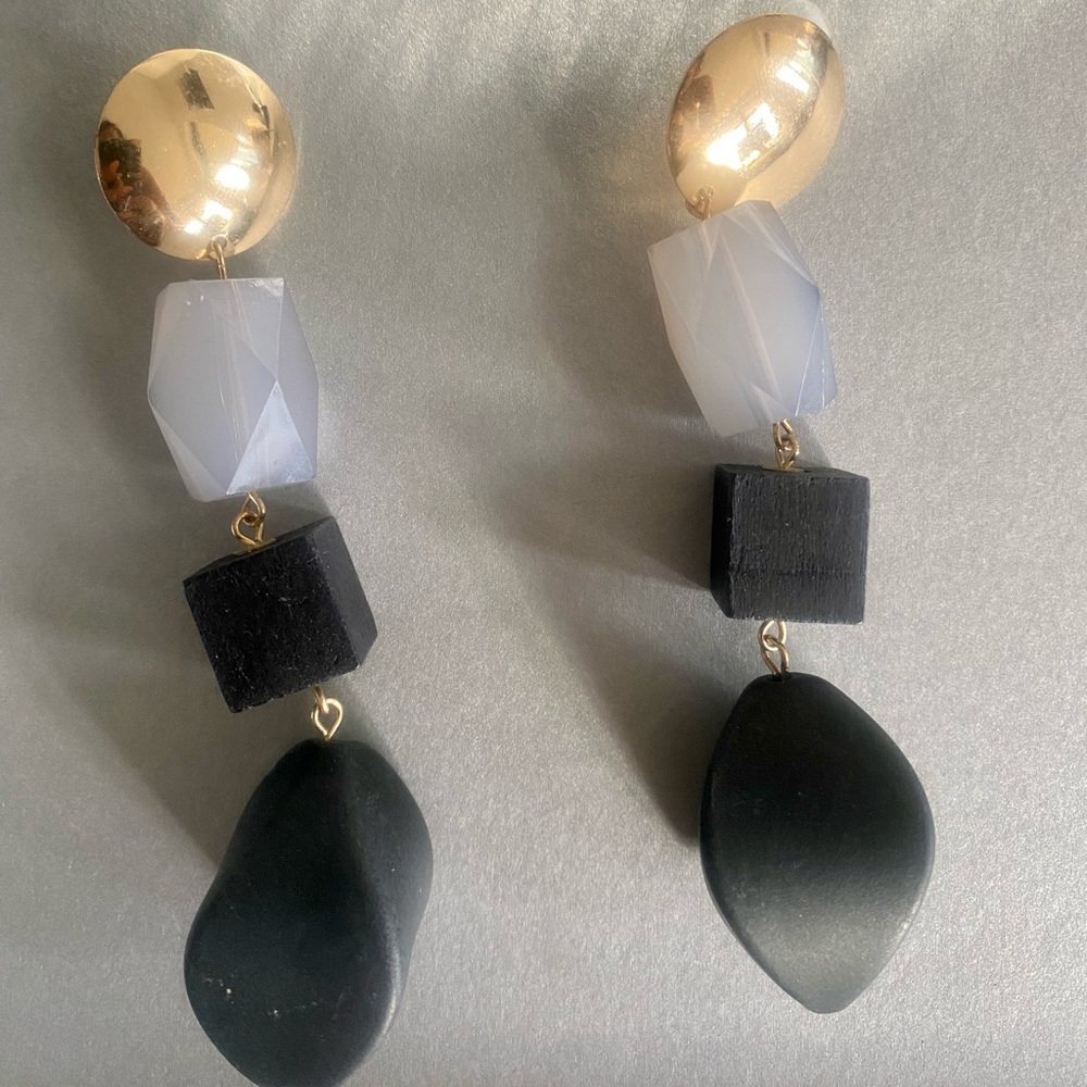 Dangle block earrings - unique & never worn